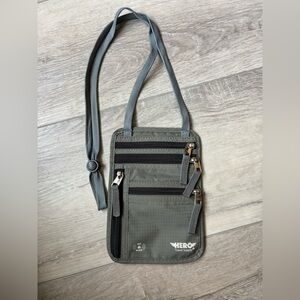HERO Travel Supply RFID Blocking Neck Wallet Crossbody Security Unisex Gray